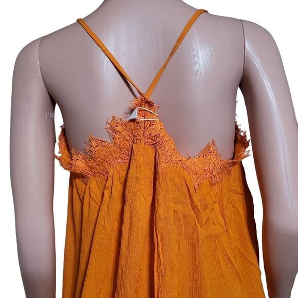 Glam sleeveless orange surplice lace detail tank top S,M,L - Picture 7 of 7